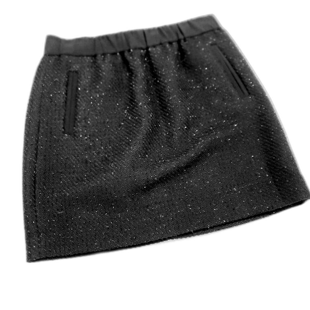 LOFT glitter mini skirt black New NWOT MP M petite